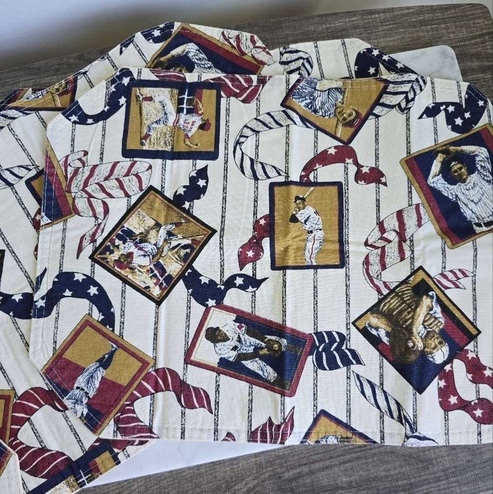 MLB Fabric Placemat & Napkin 8 Piece 125th Anniversary Novelty Baseball Decor - Picture 6 of 8